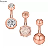 leosoxs hot body piercing 3 piece set stainless steel piercing jewelry rose gold navel ring