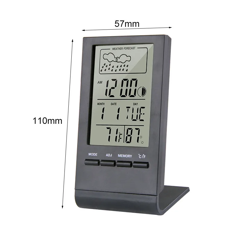 

Indoor Temperature Humidity Meter Mini Digital Thermometer Hygrometer Gauge Clock Weather Station Forecast Max Min Value Display