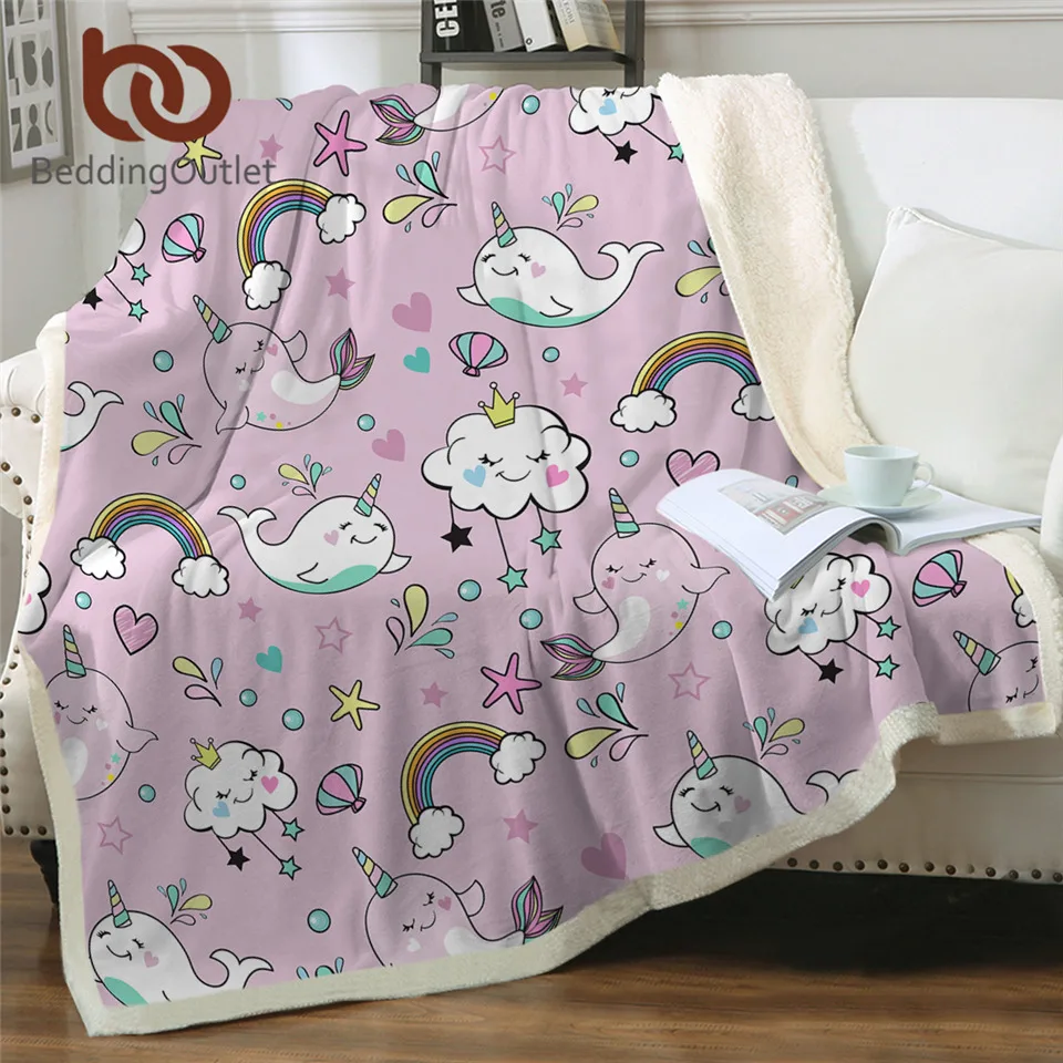 Постельное белье милый КИТ шерпа одеяло единорог розовый мультяшное для детей