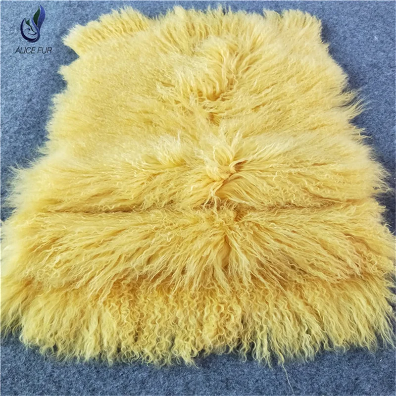 Wholesale Tibetan sheep fur rug Long Hair natural Mongolian Lamb Curly Sheep Fur Plate |