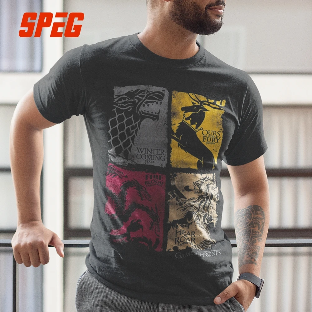 Винтажные мужские футболки с принтом &quotИгра престолов&quot сериал &quotДом Старк