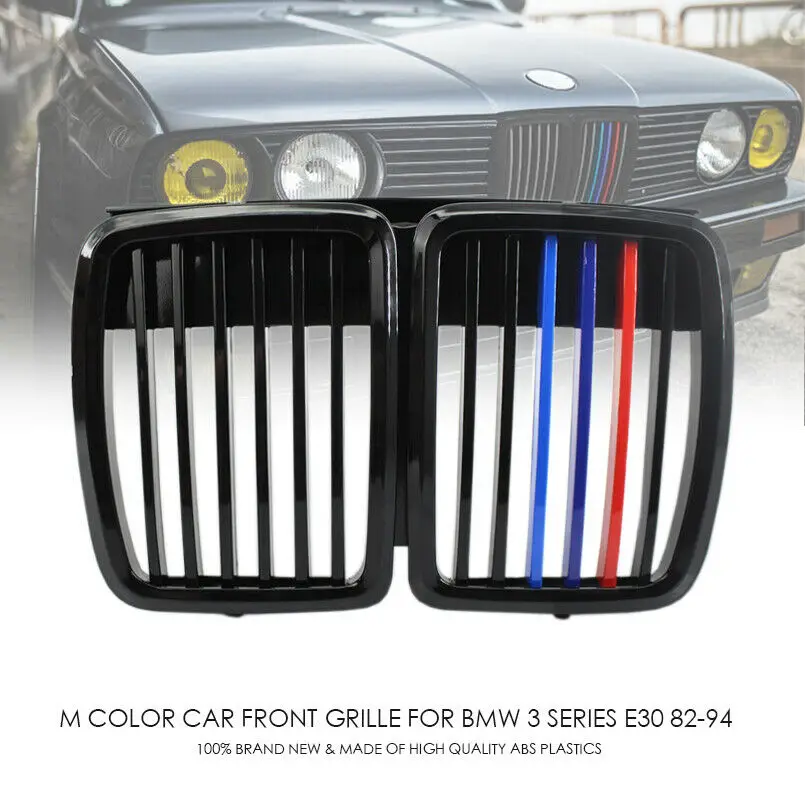 

M Color Upper Front Hood Kidney Grille Grill For BMW 3 Series E30 1982-1994