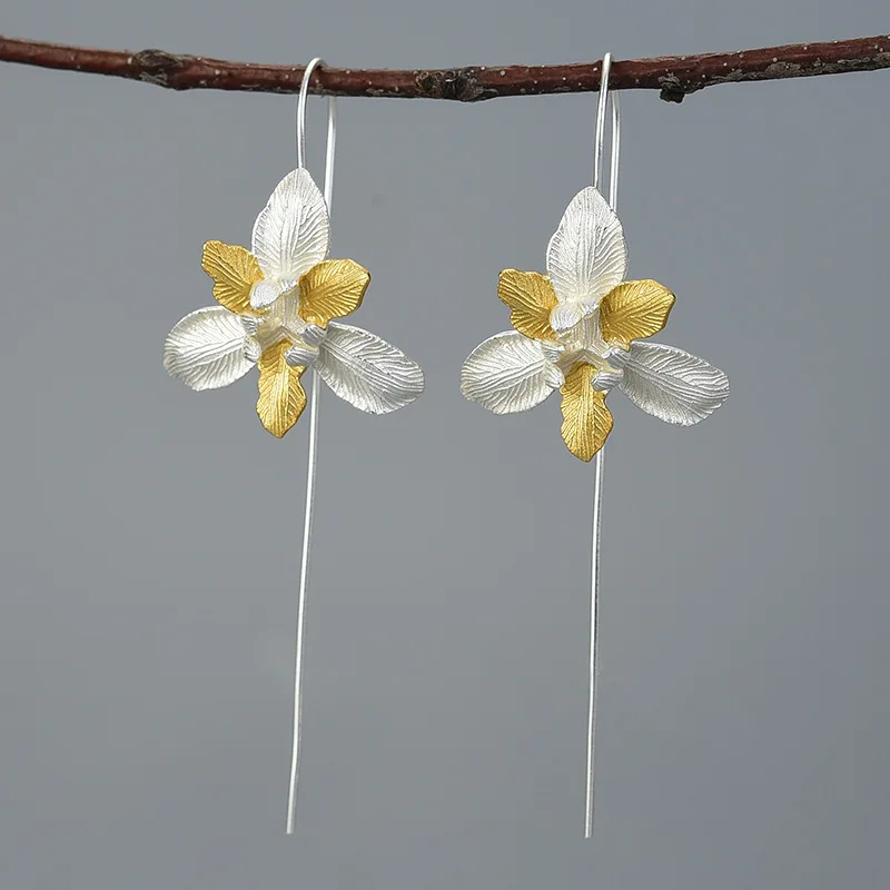 

Enamored iris flower sterling silver S925 women's earrings 210323-49