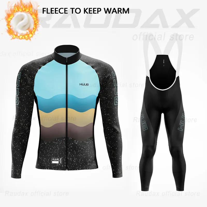 

2021 HUUB Men Cycling Jersey Set Winter Fleece Cycling Clothing Kits Triathlon Bicycle Clothes Long Sleeves Ropa Ciclismo Hombre