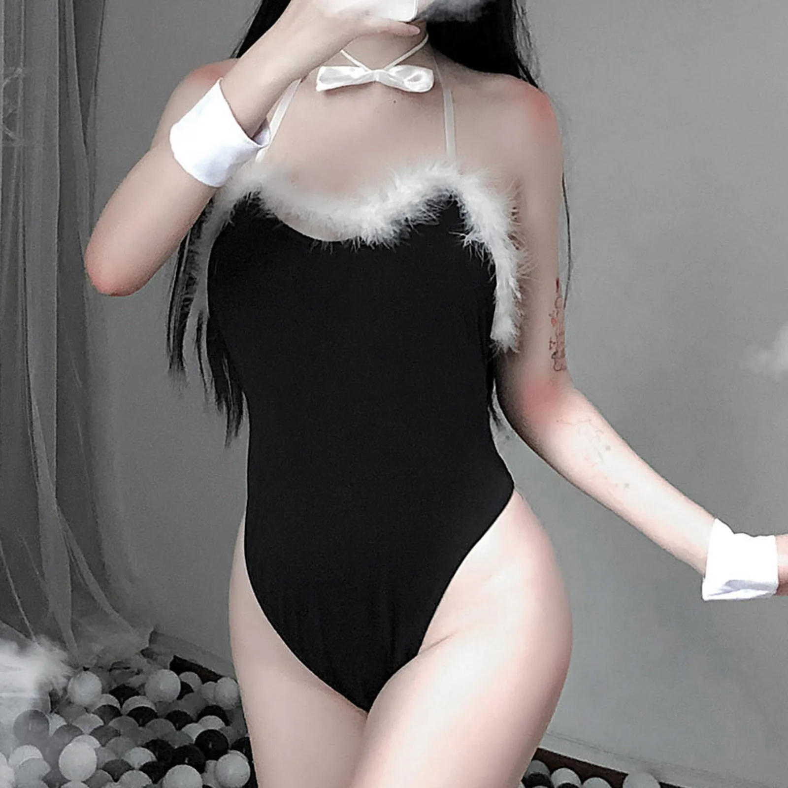 

Women Sexy Lace Satin Sleepwear Babydoll Lingerie Nightdress Tassel G-String Enthusiastic and hot maid flirting with nightdress