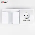 Настенная розетка KEKA с двумя USB-разъемами, 2 А, адаптер для зарядного устройства, электрическая розетка, держатель для телефона, стандарт ЕС