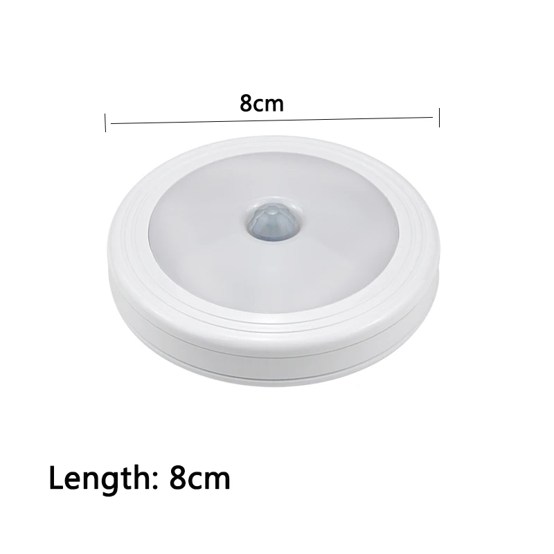Diameter 8cm Светодиодный настенный светильник с датчиком движения, прикроватный светильник для спальни, зеркальный светильник для ванной комнаты, настенный светильник на батарейках, светодиодный ночник - Цвет абажура: Diameter 8cm
