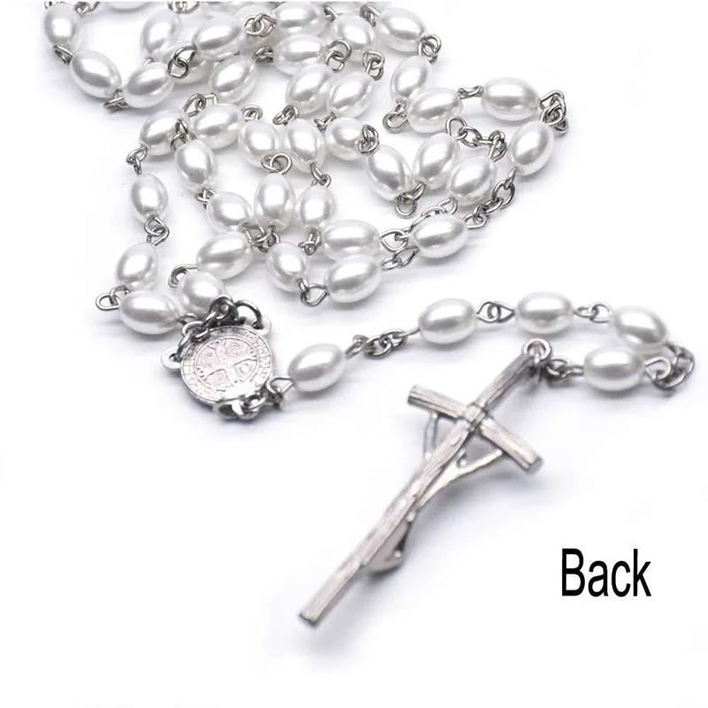 

1 Piece Religious Curved Needle Crucifix Necklaces Glass Rosary Bead Given As gifts Of Th Holy Family Wedding Prayer