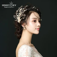 himstory trendy pearl hairpins wedding bridal hair jewelry ornaments handmade head piece decoration party hair accessories