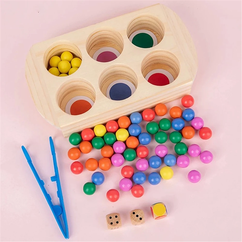 

DIY Elimination Bead Clip Fine Motor Training Game Wooden Counting Sorting Color Match Color Classification Educational Toys