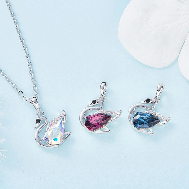 Warme Farben Кристалл от Swarovski серебро 925 пробы ожерелье женщины Кристал в форме лебедя