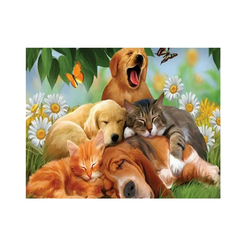 Топ! круглая дрель 5D Diy Алмазная картина &quotЖивотные Кошки Собаки&quot вышивка
