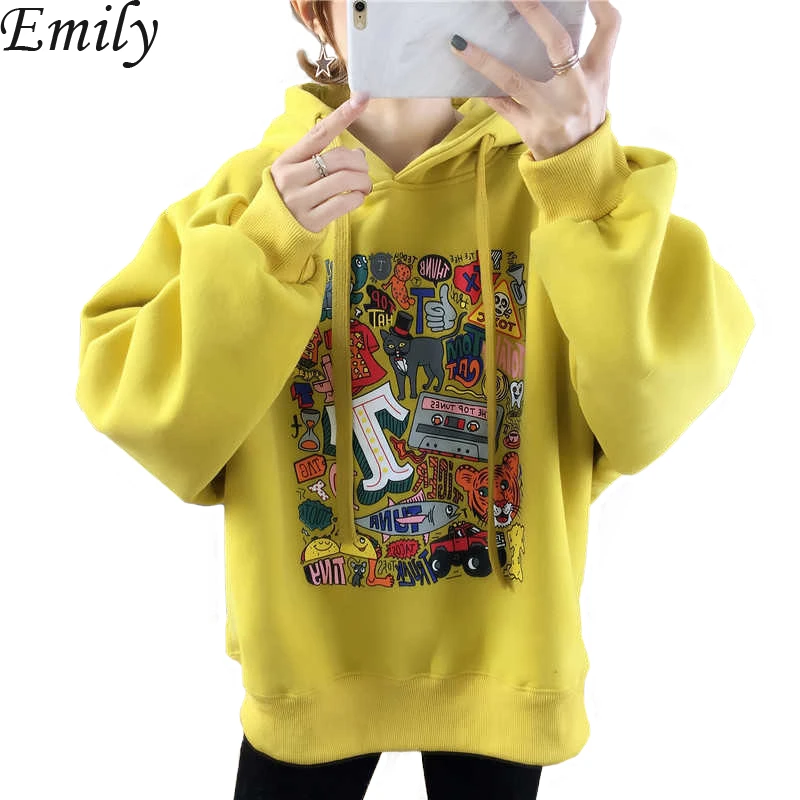 Женская толстовка с мультяшным принтом Толстовка в Корейском стиле пуловеры