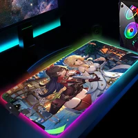genshin impact rgb mouse pad gamer plate pads anime mouse mats xxl gaming pad led keyboards computer peripherals mousepad 90x40