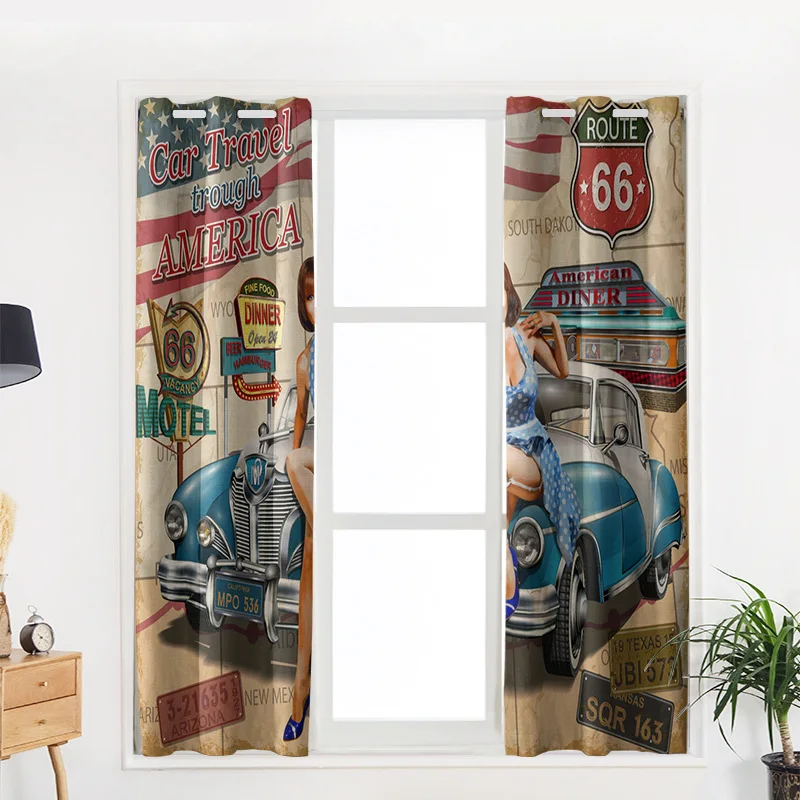 Красивая Автомобильная Ретро оконная занавеска для дома детская кухни спальни