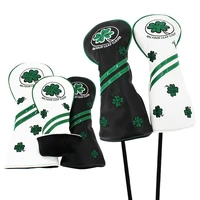 golf headcover for driver fairway hybrid blade putter pu leather waterproof four leaf clover golf wood head cover number tag