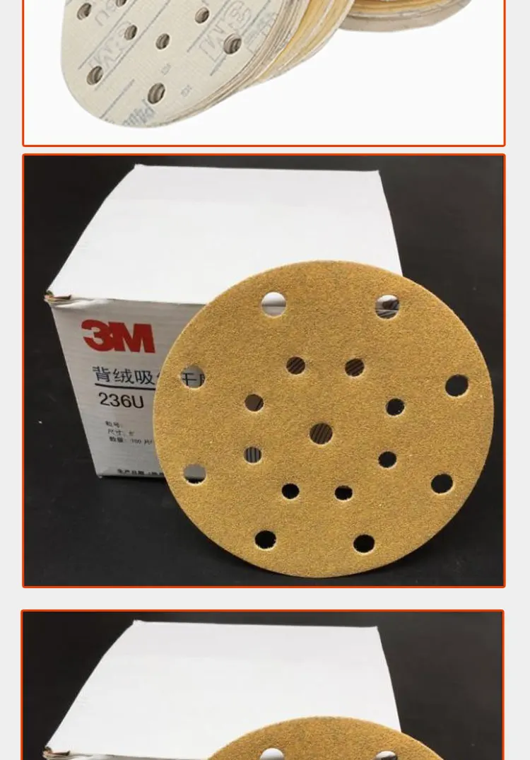 

3M 6 inch 100pcs 150mm sandpaper round sanding disc hook and ring sanding paper polishing plate sandpaper 17-hole sanding machin
