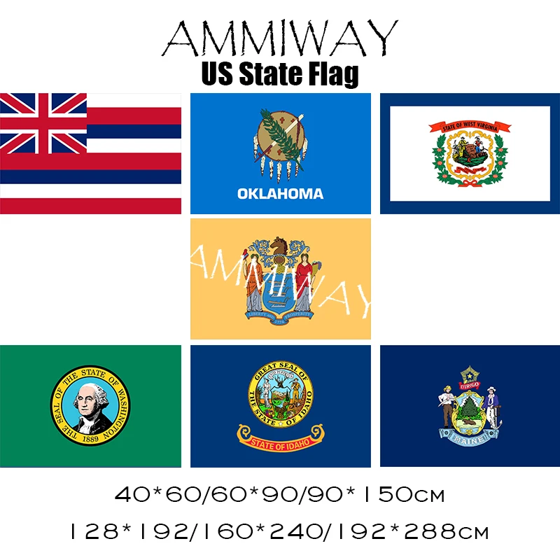 Флаги США AMMIWAY Гавайи Западная Вирджиния Нью-Джерси штат Айдахо Мэн флаги и