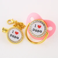 0 18 months luxury i love papa baby pacifier bling bling pacifier with rhinestones kid orthodontic dummy crystal pacifier nipple