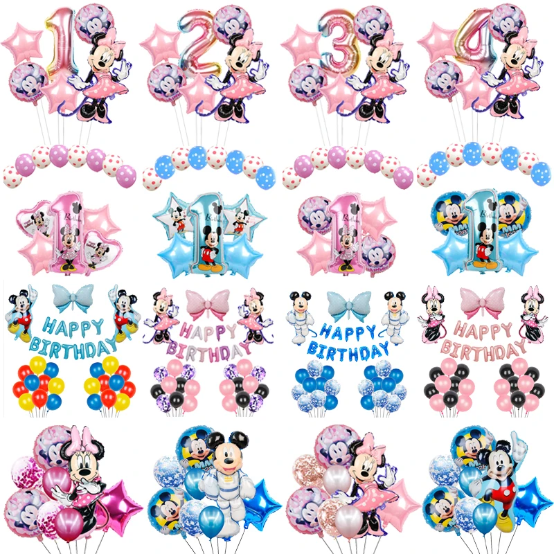 

1Set Mickey Minnie Mouse Foil Balloons Kids Happy Birthday Party Decorations Baby Shower Number Toys Globos Supplies Kids Favor