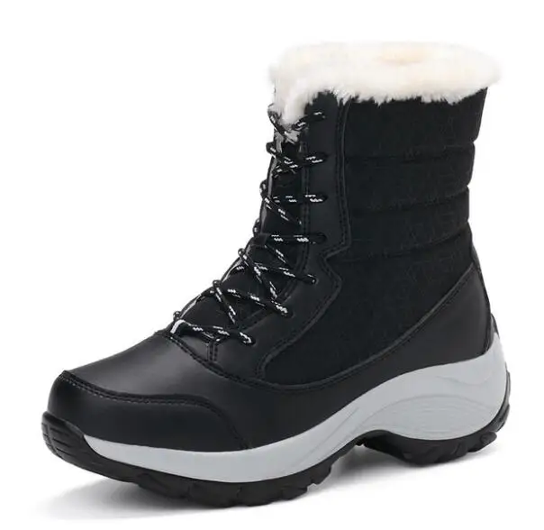 Женские высокие ботинки для снежной погоды водонепроницаемые из хлопка теплые