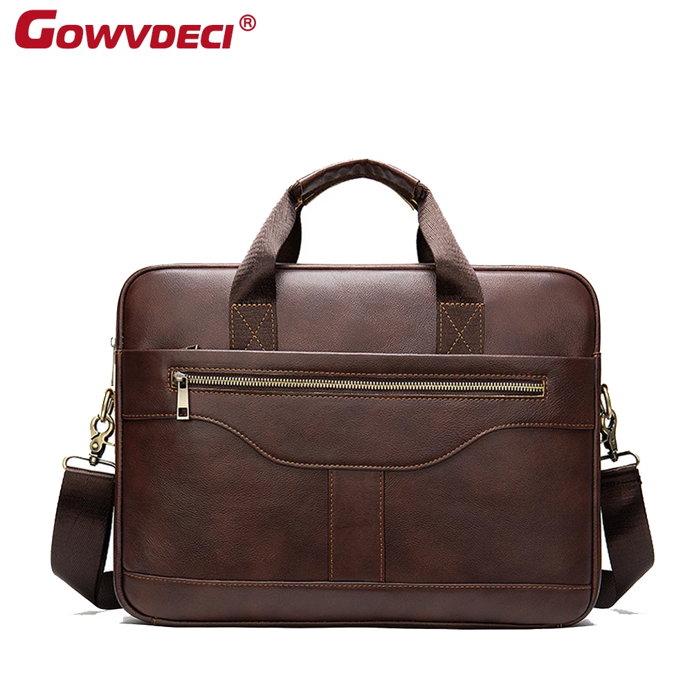 Портфель мужской из натуральной кожи сумка для компьютера 14 дюймов модный