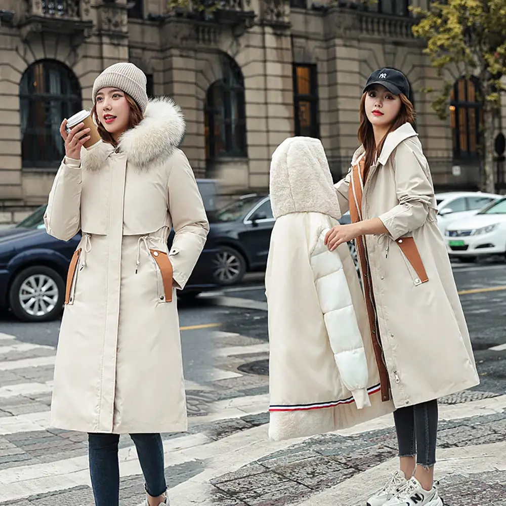 GRELLER Fur Collar Long Hooded Parka 2021 New Winter Jacket Women Big Pocket Removable Wool Liner Three Ways Wear Winter Coat