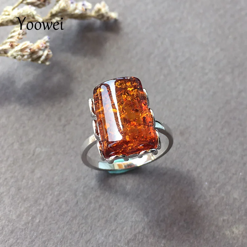 

Yoowei Размер 8 янтарные кольца для мужчин модные великолепные настоящие 925 серебро винтажные прямоугольные специальные натуральные цветы янт...