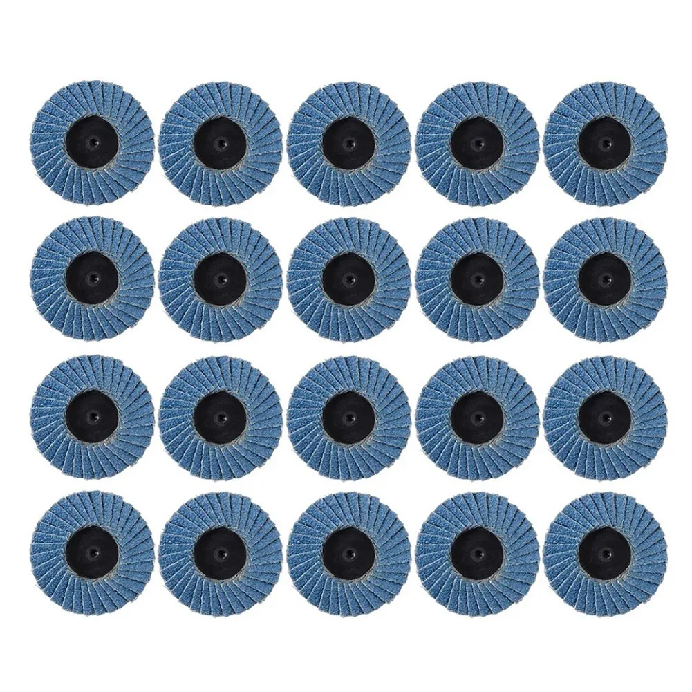 

2 \\\\ \\\"(50mm) Diameter Flap Discs 20 Pieces 40/60/80/120 Grit Alloy Steel