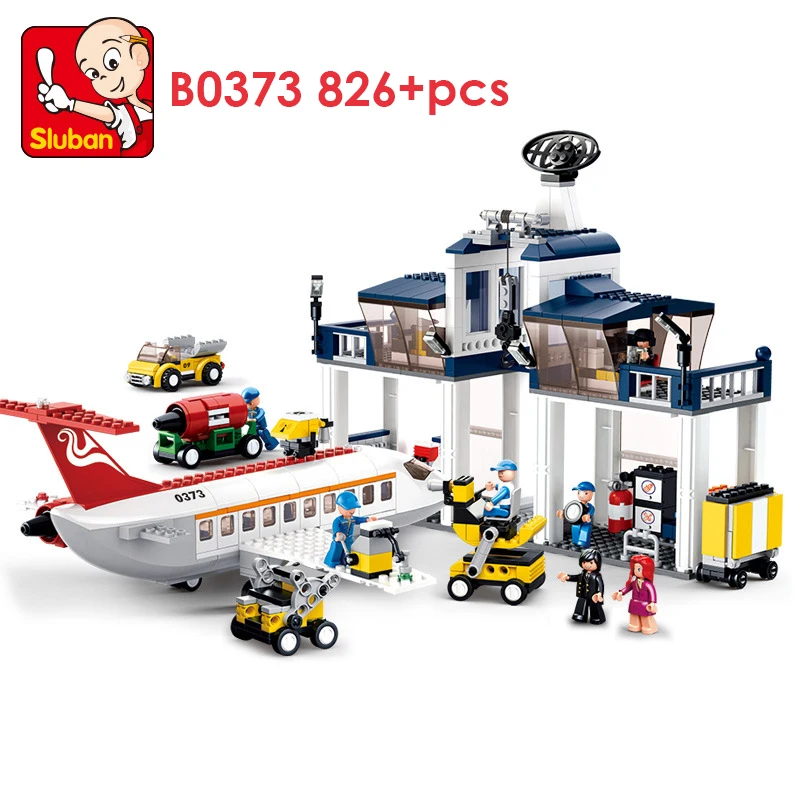 SLUBAN B0367 678 шт. международный аэропорт модель строительные блоки просвещать игрушки для детей со городская серия для мальчиков легоe - Цвет: B0373 opp bag