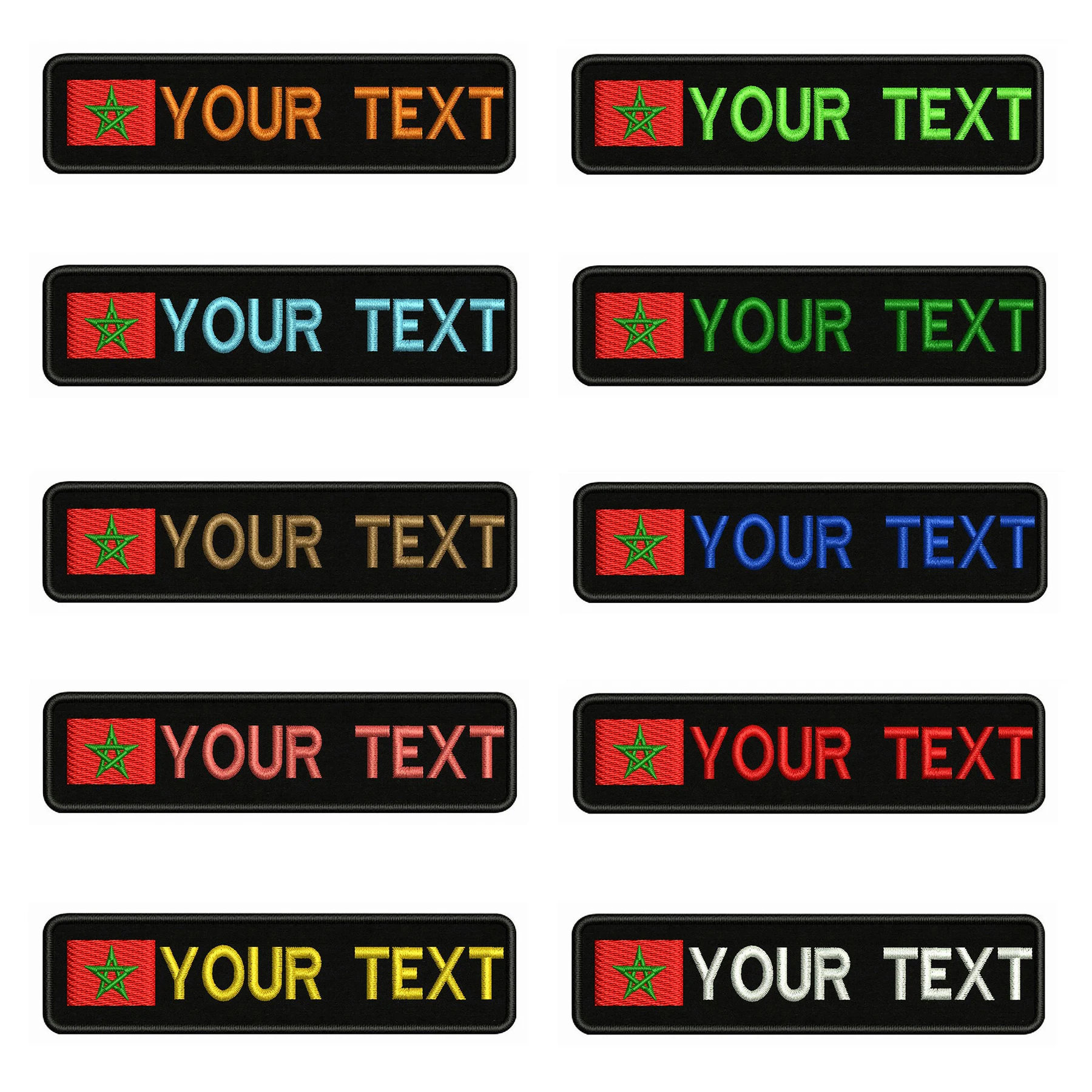 Марокканский флаг 10х2 5 см вышивка под заказ имя заплатка с текстом полосы значок