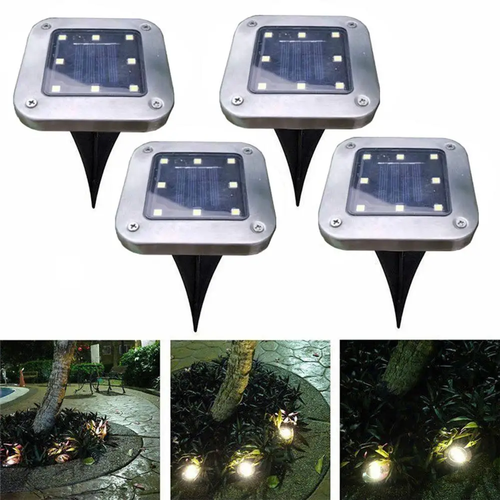 Солнечный наземный 8LED светильник дорожки Открытый водонепроницаемый Пейзаж
