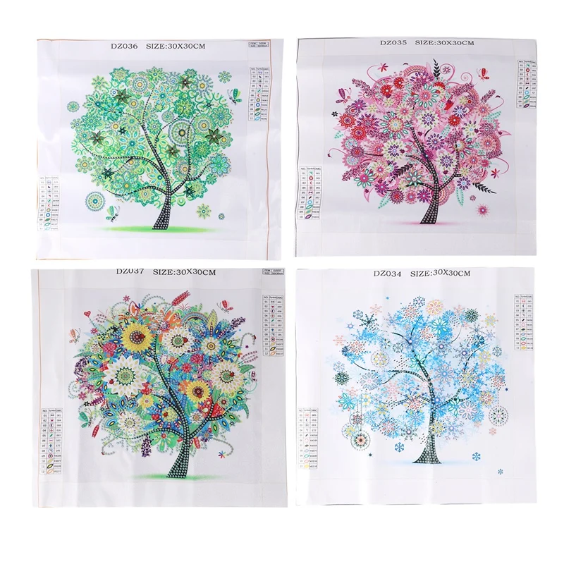 

4Pcs 5D Diamond Painting Special Shaped Diamond Painting Embroidery Four Seasons Tree Drill Diy Paintings