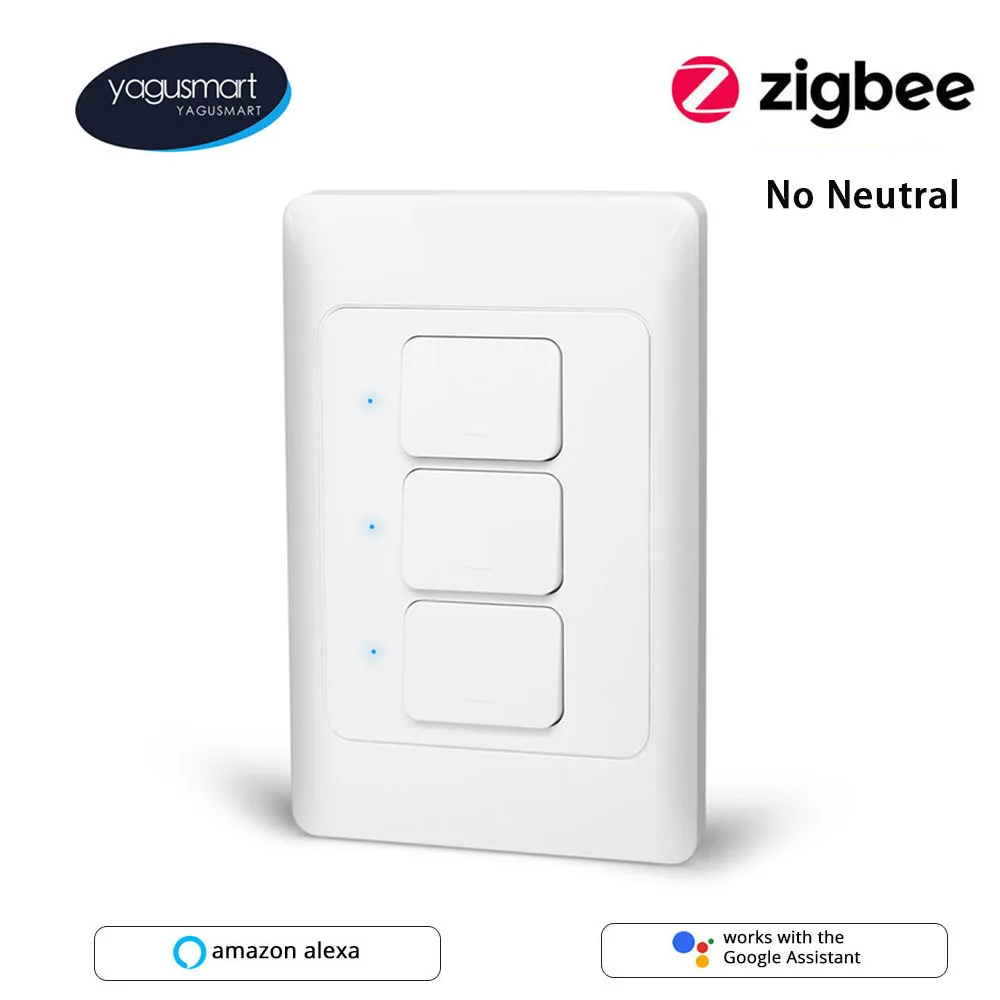 Переключатель Yagusmart Tuya SmartLife Zigbee переключатель Без нейтрального Alexa Google Home