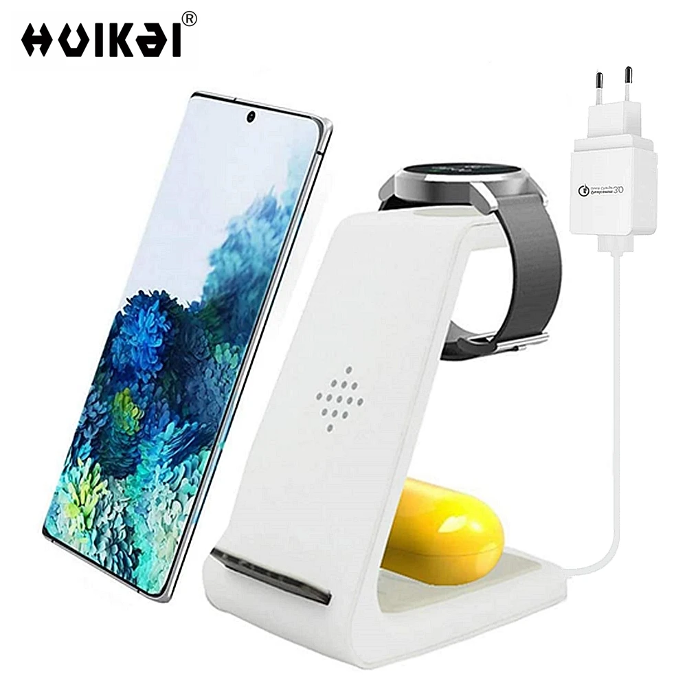 

Fast Wireless Charging Station 3 in 1 Qi Charging Stand for Samsung Galaxy S21 S20 S10 Galaxy Buds+ Galaxy Watch Active2/1/S2/S3