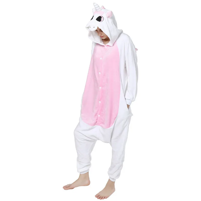 pink unicorn Зимние пижамные комплекты с единорогом; пижамы с героями мультфильмов для взрослых и женщин; Фланелевая пижама с изображением животных; пижамы с единорогом; пижамы кигуруми для женщин - Цвет: pink unicorn
