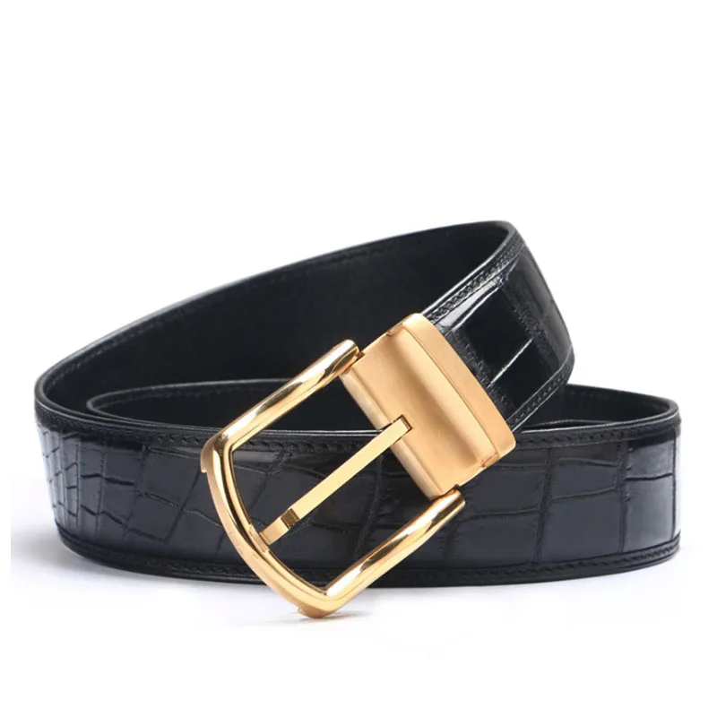 Ремень мужской из натуральной кожи крокодила роскошный брендовый винтажный пояс