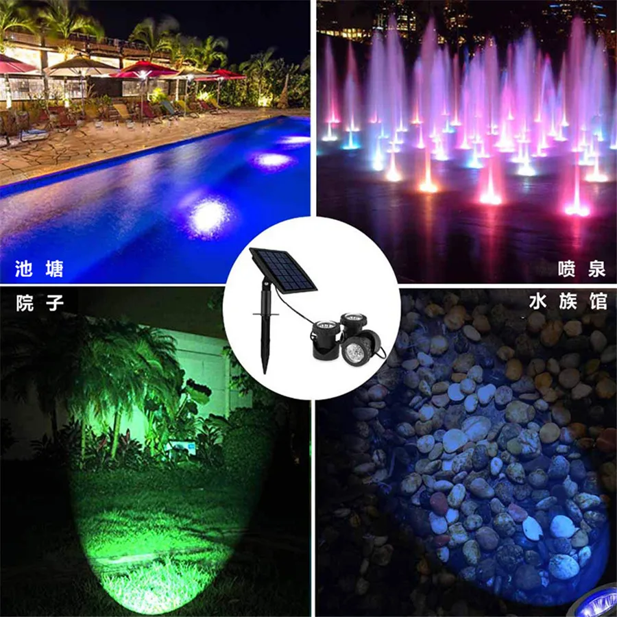 Thrisdar подводный светильник на солнечной батарее водонепроницаемый IP68 RGB