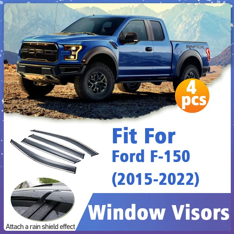 

Window Visor Guard for Ford F150 F-150 2015-2022 4pcs Vent Cover Trim Awnings Shelters Protection Sun Rain Deflector Accessories