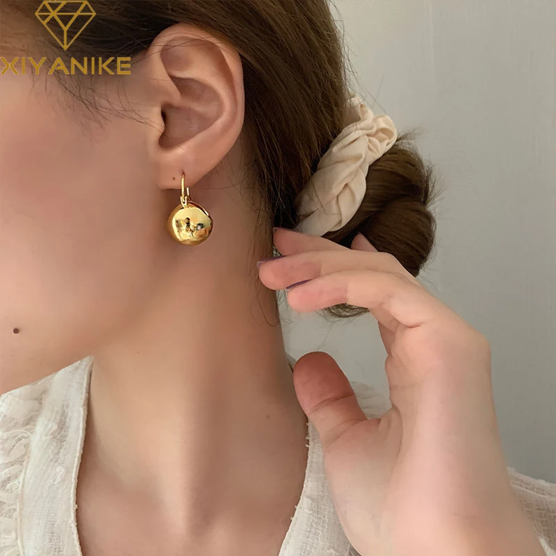 

XIYANIKE Silver Color New Arrival Geometric Ball Hoop Earring Unique Design Simple Advanced Versatile Fashion Jewelry