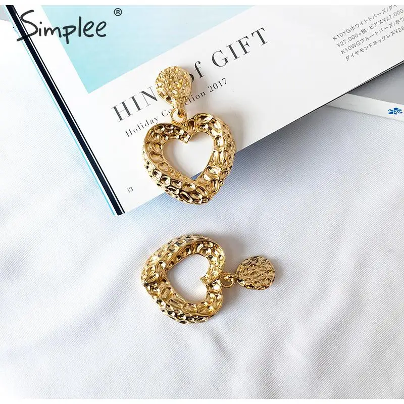 Simplee модные открытые женские серьги в форме сердца старинные ювелирные украшения женские модные серьги шикарные вечерние женские аксессуары