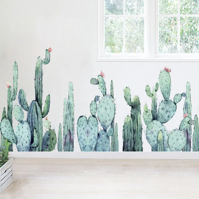 

Cactus Plant Wall Sticker for Living Room Bedroom Kitchen Eco-friendly DIY Vinyl Self-adhesive Wall Decals Wall Mural Home Decor