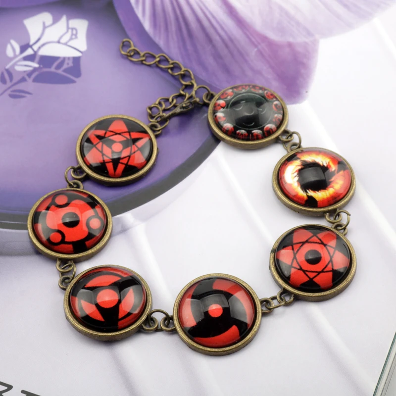 

Japan Anime Sharingan Resin Matal Bracelets Fashion Cosplay Glass Round Bangles For Women Men Friends Fans Gift Jewelry
