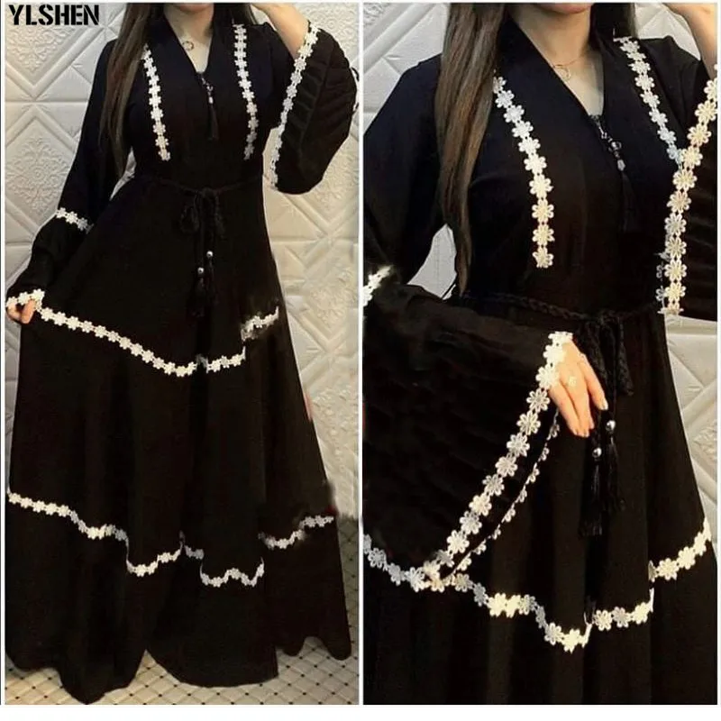 2020 Abaya дубай мусульманское платье высокого качества кружевная вышивка с