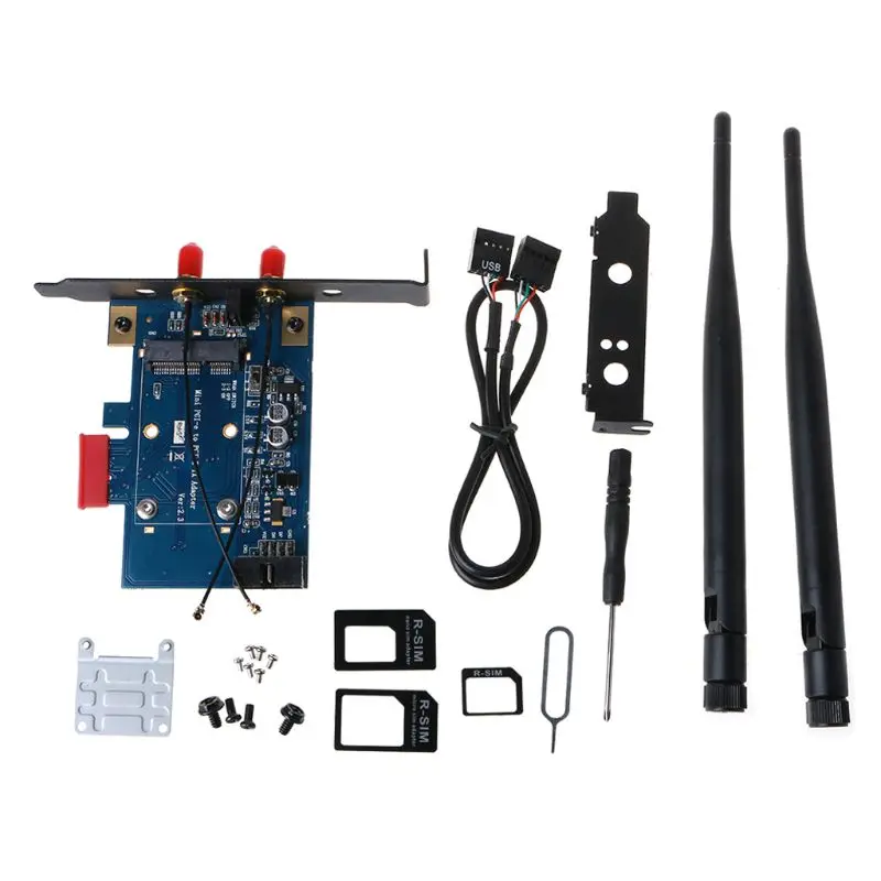 Адаптер Mini PCI Express на E 1x со слотом для SIM карты Wi Fi 3G/4G/карта LTE|Компьютерные кабели и