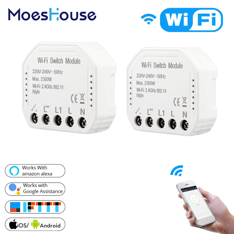 Умный Wi-Fi светильник DIY Smart Life/приложение Tuya с дистанционным управлением 1/2, 1 переключатель, работает с Alexa Echo Google Home