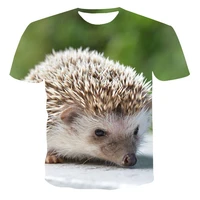 2021 summer animal 3d printing mens and womens latest 3d hedgehog fashion casual round neck short sleeve t shirt