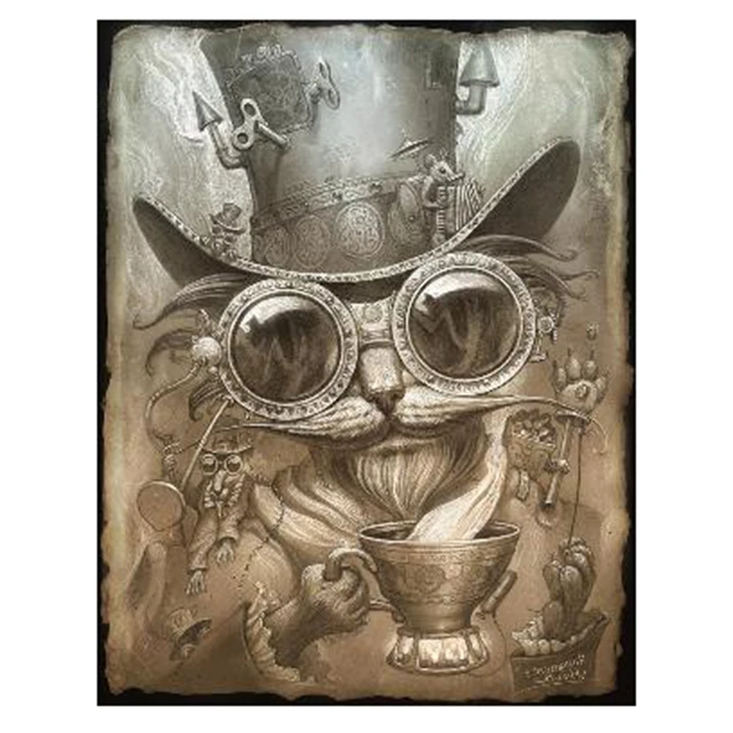 

5D «сделай сам», полностью круглая алмазная живопись «Кот», вышивка крестиком, 3D вышивка стразы, мозаика, домашний декор, подарок Y794