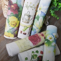 cotton and hemp fabric pure hand printing canvas dining mat mouse pad apron patchwork garden flowers