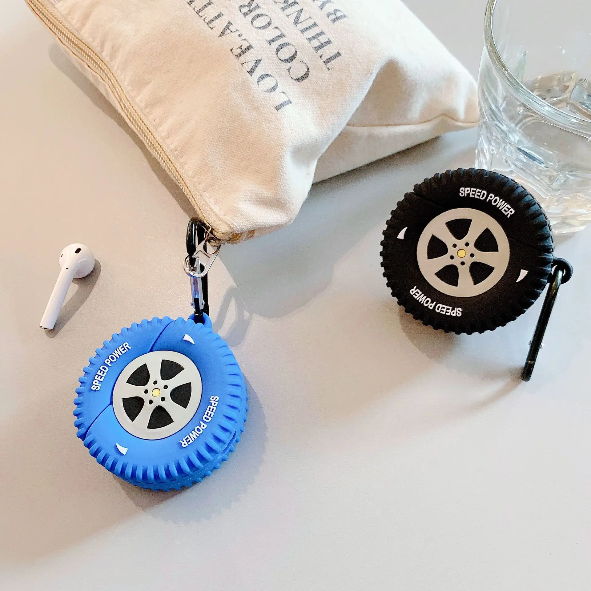 

Air pod case suitable for Airpods 1/2 protective case personality creative car tire Apple wireless Bluetooth headset soft case